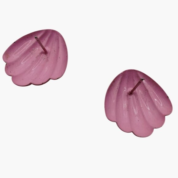 Vintage Pink Shell Earrings Twee Tropical Coastal Y2K Pierced Post Stud - Picture 5 of 6